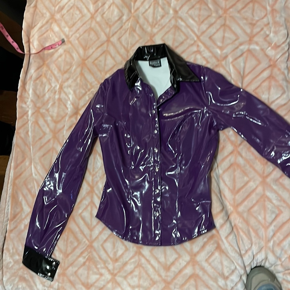 Purple pvc button up blouse